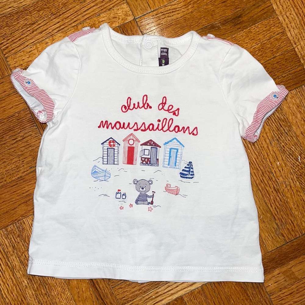 Girls Sergeant Major Club des maussaillons beach theme top.French brand 6mo.